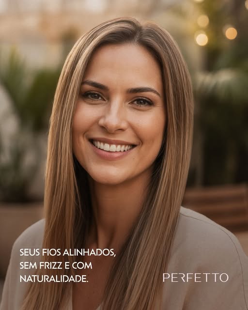 Cliente Perfetto com fios alinhados, sem frizz e com naturalidade